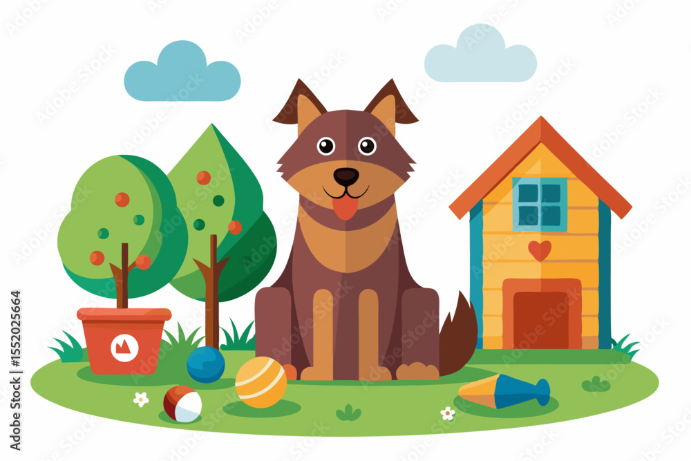 Naklejka premium High-quality cartoon illustration of a German Shepherd dog sitting obediently with a friendly expression. Ideal for pet-related designs, educational materials, veterinary branding, dog training conten