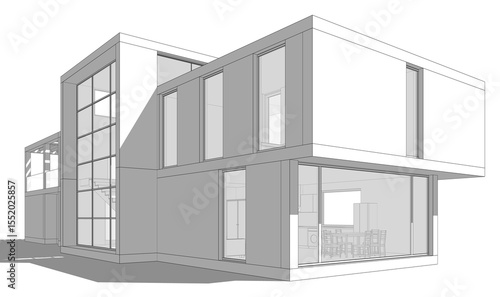 Wallpaper Mural Modern house building sketch architectural 3d rendering Torontodigital.ca