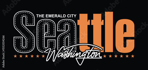Seattle Washington. Vintage typography design in vector illustration.clothing, t shirt,apparel and other uses.