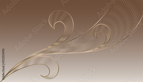 Vector line wave on creeper background. swirling gold line luxury shapes illustration design.