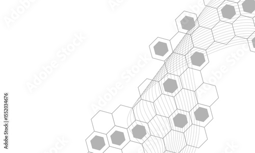 Abstract hexagon background. Futuristic abstract honeycomb mosaic grey technology background. Surface polygon pattern with glowing hexagon paper texture and futuristic business. graphic concept.