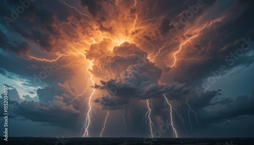Dramatic storm clouds illuminated by lightning create breathtaking natural spectacle
