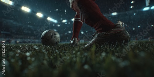 Player Preparing for Penalty Kick on Soccer Field