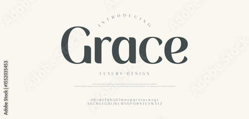 Grace Modern abstract digital tech font. Logo creative font, type, technology, movie, digital, music, movie. Font and illustration in vector format.
