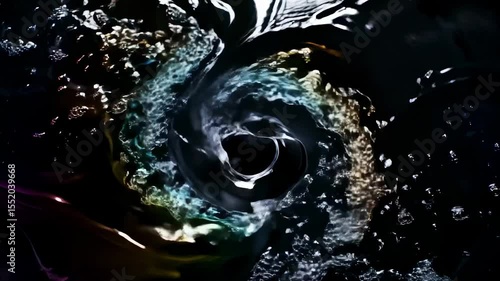 Iridescent Rainbow Water Swirling in Clear Liquid