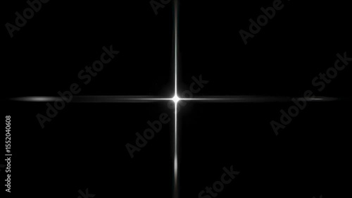 White Cross Lens Flare Emitting Light on Black Background