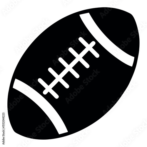 Black and White of a Stylized American Football with Laces and Stripes