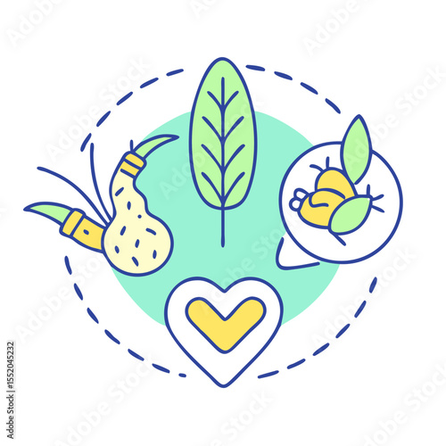 Ecofriendly natural products for a sustainable lifestyle concept icon design