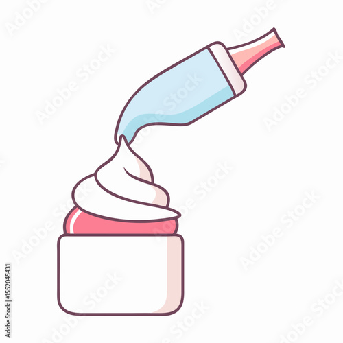 Illustration of a decorated cupcake with frosting being applied on top