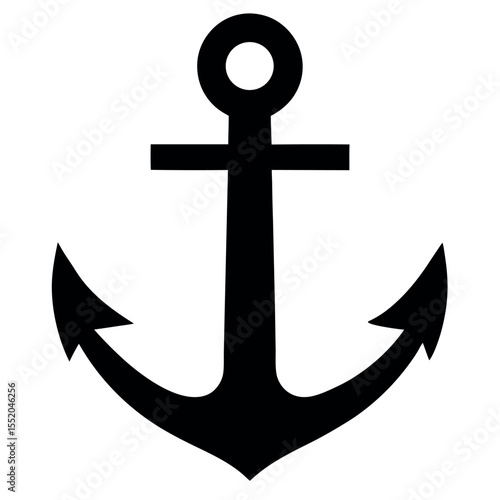 Black and White Silhouette Depicting a Classic Nautical Anchor Symbol with a Flawless Design