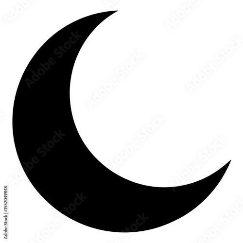 Black Crescent Moon Silhouette on White Background Simple and Minimalist Design