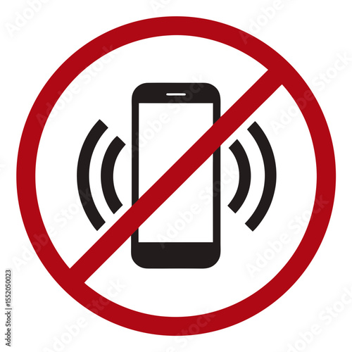 No Cell Phones Allowed Red Circle with Diagonal Line Over a Phone