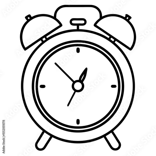 Classic Alarm Clock Outline Illustration A Simple Timeless Design for Timekeeping