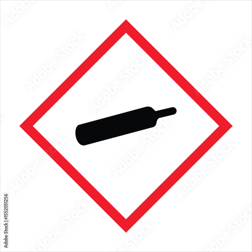 GHS04 Compressed gas warning sign symbol icon. Gas under pressure. Globally Harmonized System of Classification and Labelling of Chemicals. Liquefied, Refrigerated liquefied gases, Dissolved gases