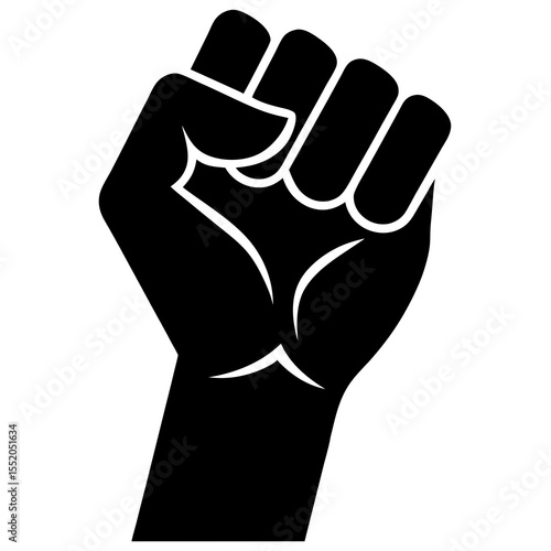 Raised fist symbol of solidarity revolution unity and resistance in black and white