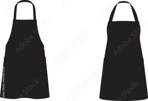 Black kitchen aprons illustration isolated against a white background cooking and baking concept.