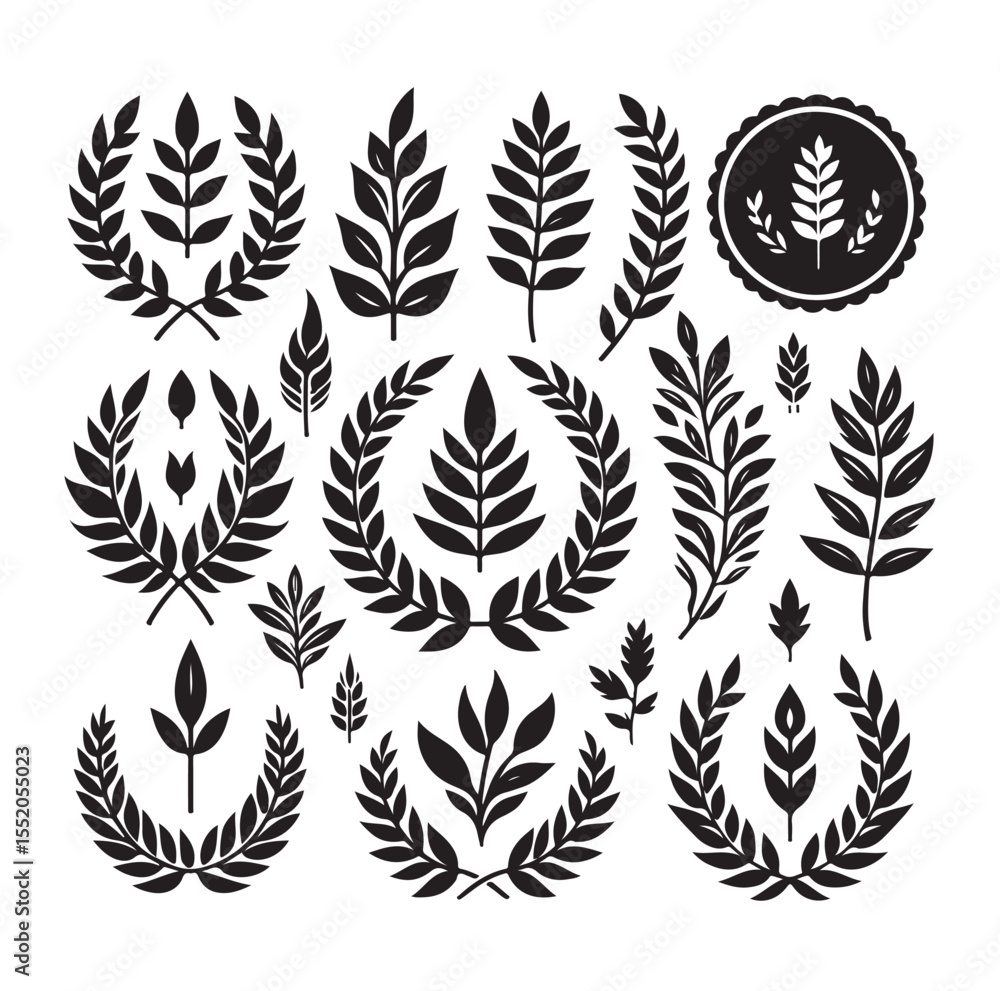 set laurel sign wreaths wings and banners for logo design set vector set laurel sign wreaths wings and banners for logo design set vector