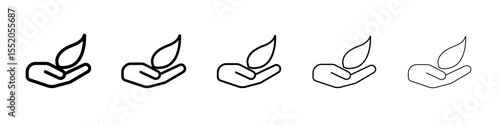 leaf in hand icon simple vector outline logo