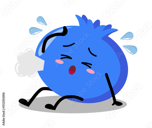 Cute Hand Drawn Tired blueberry Sigh