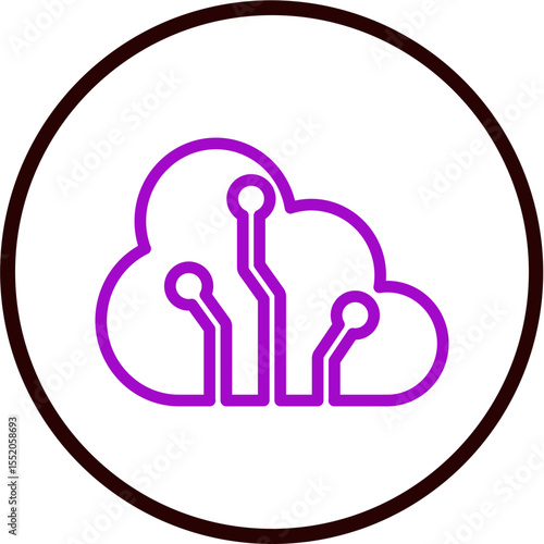 Cloud Computing Vector Line Purple Circle Black