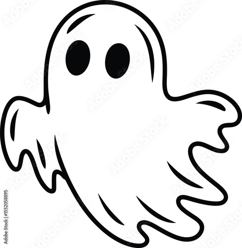 Funny cartoon ghost and happy octopus vector illustration