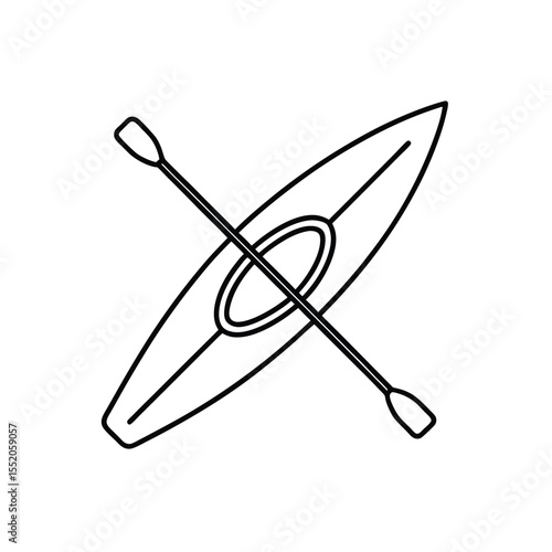 Minimalist Line Art of Kayak with Paddle Representing Water Sports and Outdoor Adventure