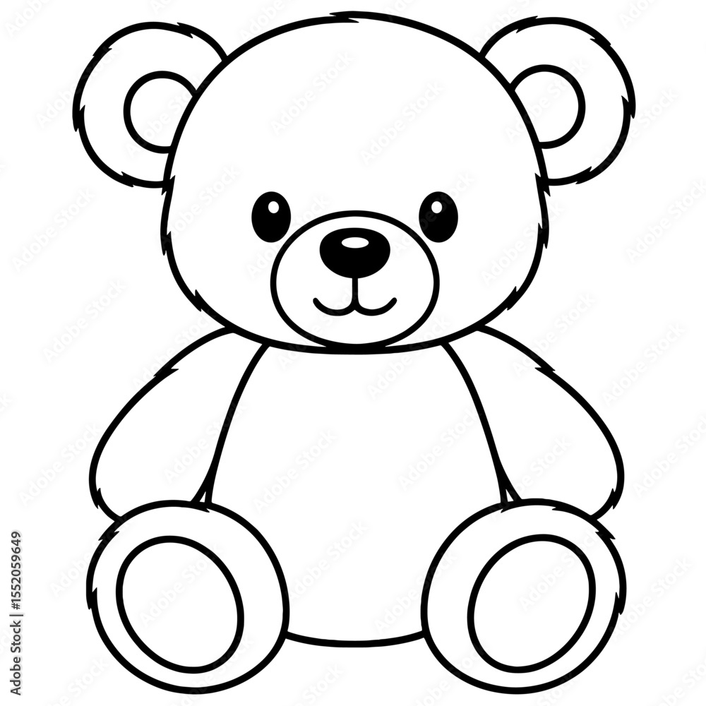 Fototapeta premium Cute teddy bear sketch silhouette