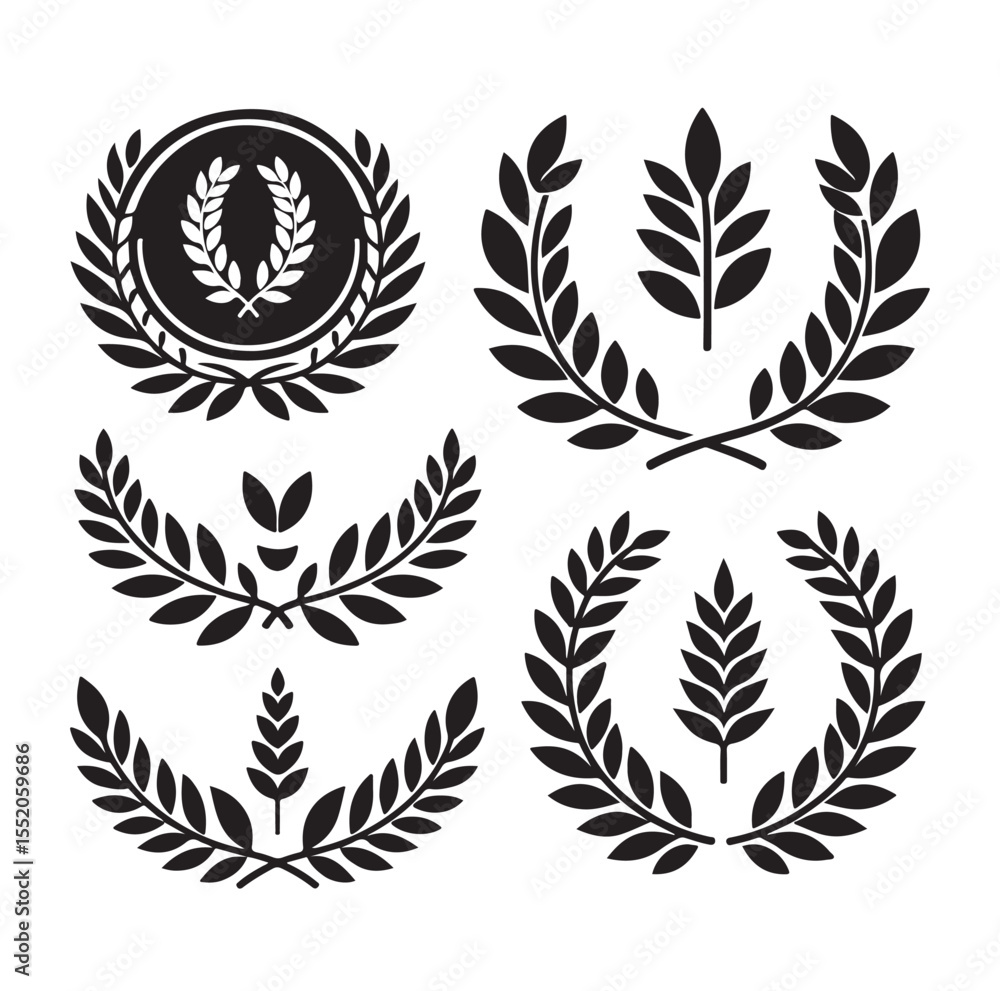 set laurel sign wreaths wings and banners for logo design set vector set laurel sign wreaths wings and banners for logo design set vector