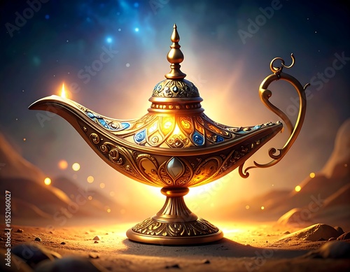 illustration of a magic lamp on a white background