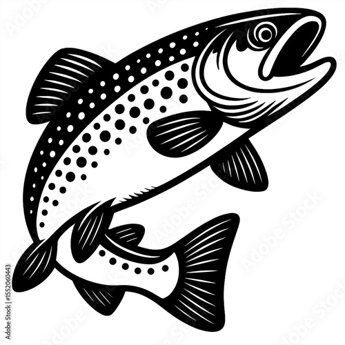 Silhouette trot fish vector illustration 