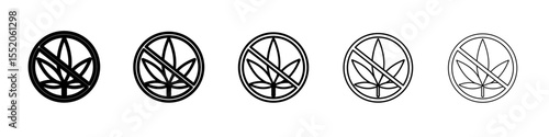 no cannabis leaf icon simple vector outline logo