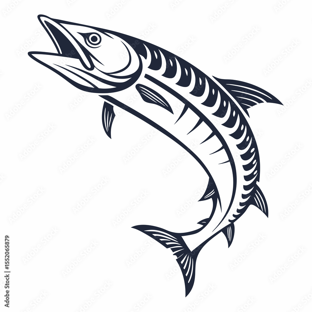 Obraz premium Vector illustration of a swimming marine fish on a white background
