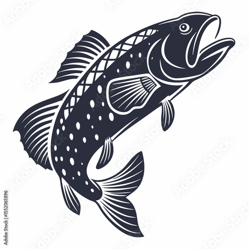 A vibrant blue tuna vector illustration captures an aquatic animal's fin and silhouette in the ocean