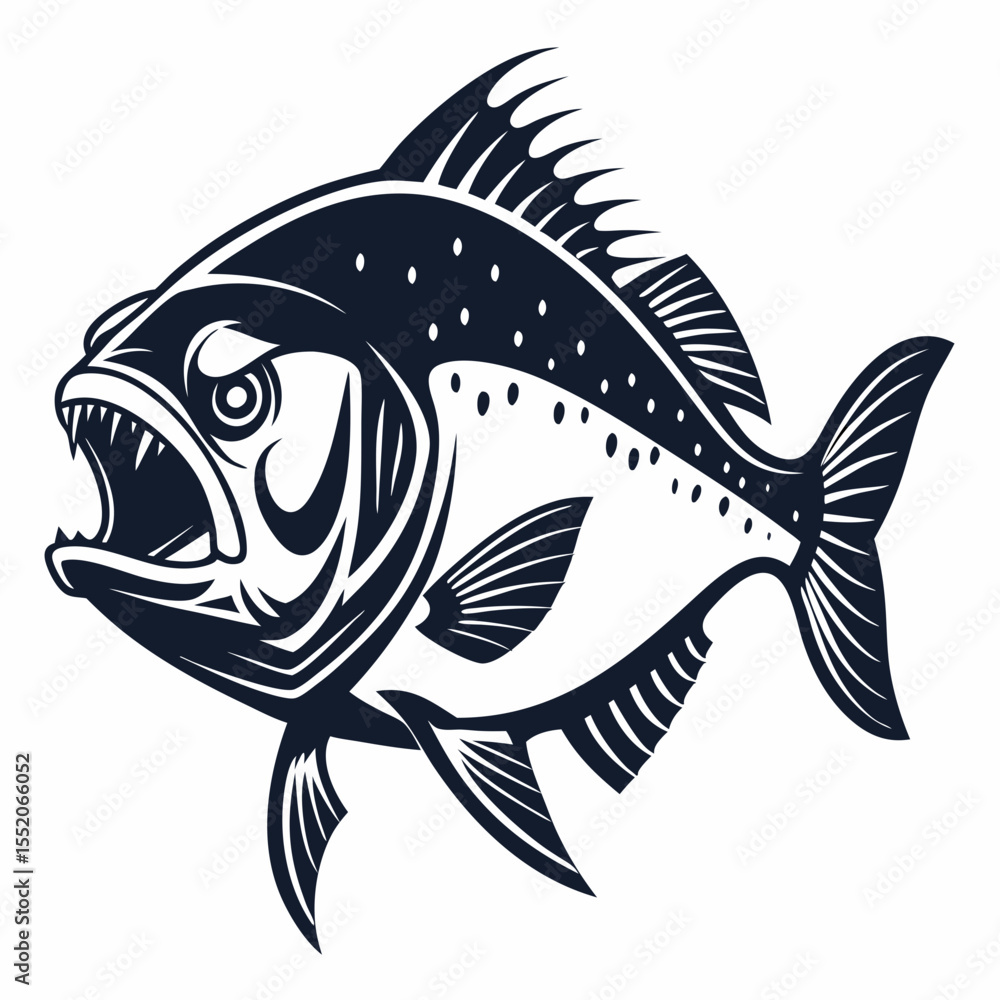 Fototapeta premium Vector illustration of a cartoon fish on a white background, perfect for designs related to sea life, aquariums, or fishing