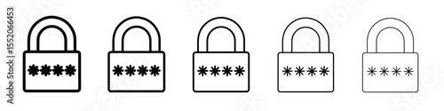 pin lock icon simple vector outline logo