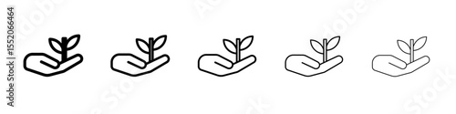 plant in hand icon simple vector outline logo