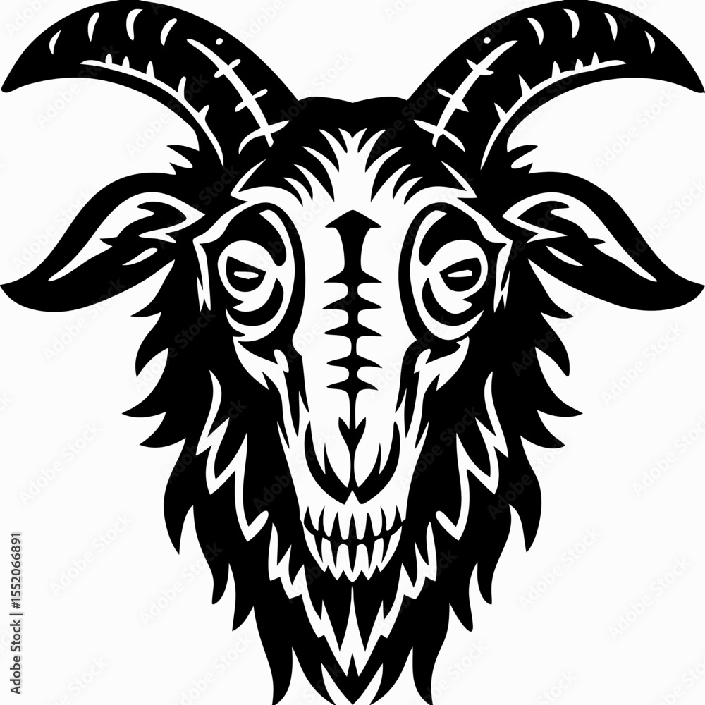Fototapeta premium Horrifying Undead Goat Head Illustration