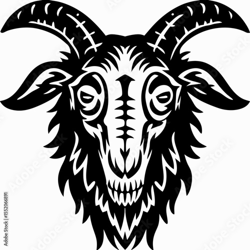 Horrifying Undead Goat Head Illustration