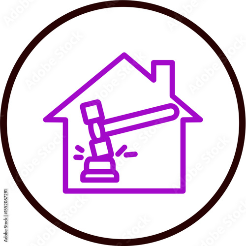 Real Estate Auction Vector Line Purple Circle Black