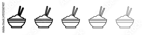 rice bowl icon simple vector outline logo