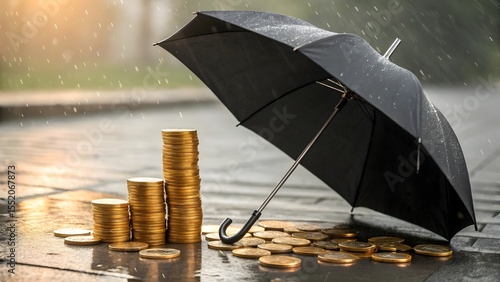 Wallpaper Mural Financial Protection Under an Umbrella During Heavy Rainfall Symbolizing Security Torontodigital.ca