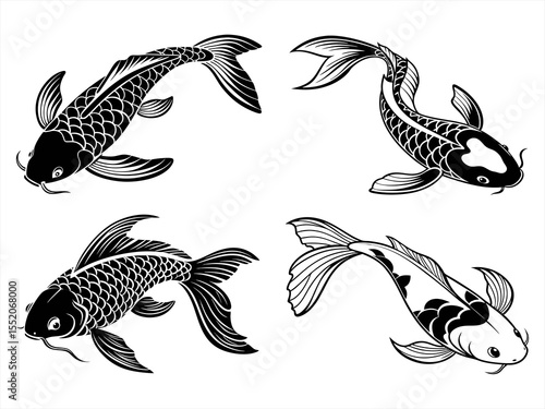 sanke fish sihouette black vector bundle