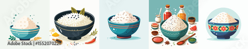 vector of a bowl of rice