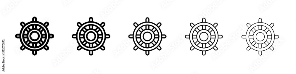 Obraz premium ship wheel icon simple vector outline logo
