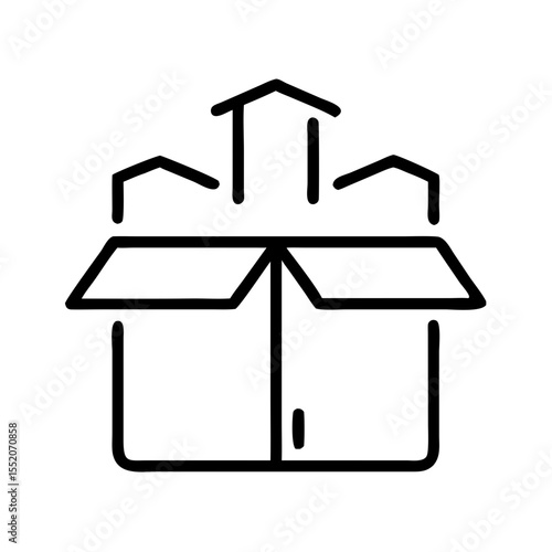 Icon of an open box with houses emerging from inside  