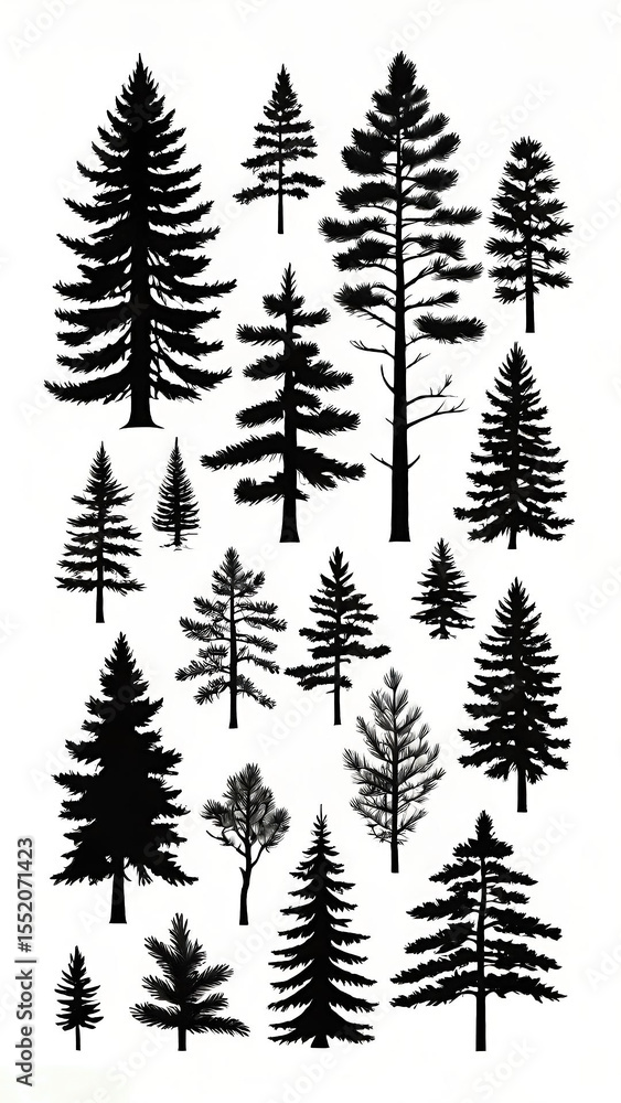 Fototapeta premium trees icons set isolated on a white background 