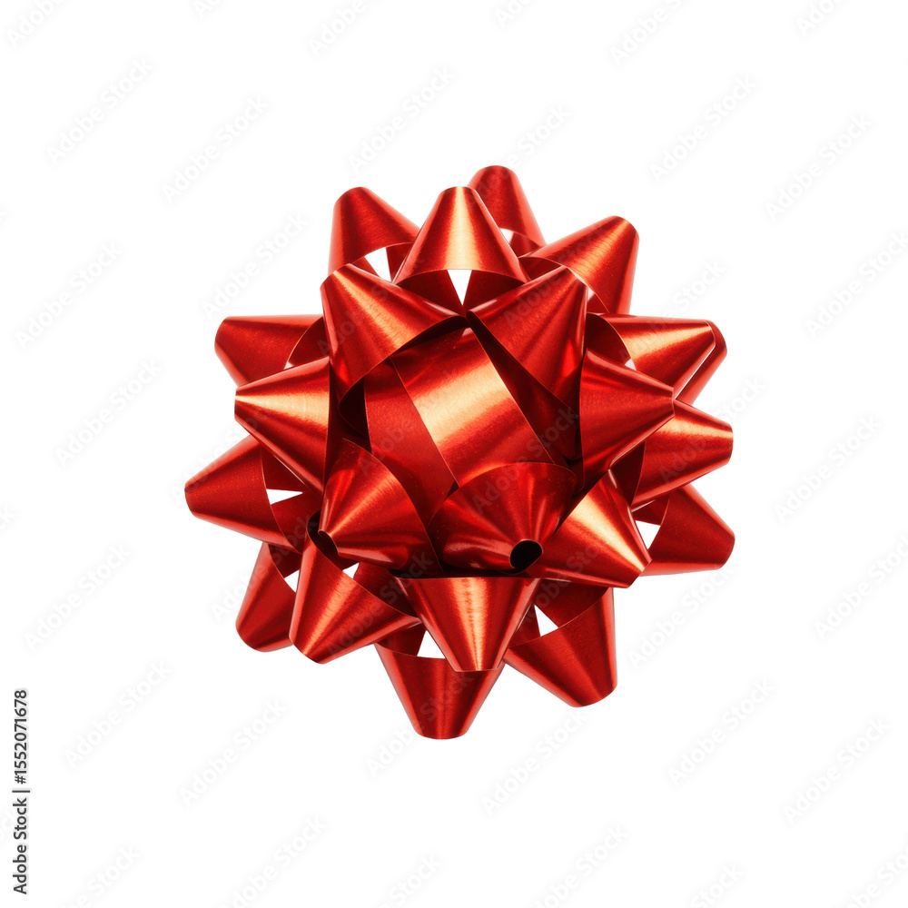 Meticulously crafted vibrant metallic red gift bow with a glossy finish and precise folds, symmetrically presented on a clean, seamless transparent studio background with shadowless illumination, Meticulously crafted vibrant metallic red gift bow with a glossy finish and precise folds, symmetrically presented on a clean, seamless transparent studio background with shadowless illumination,