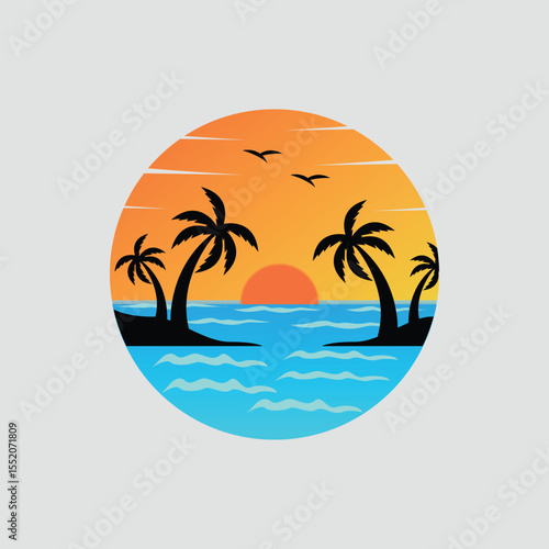 simple vector illustration summer scenery logo graphic design icon template