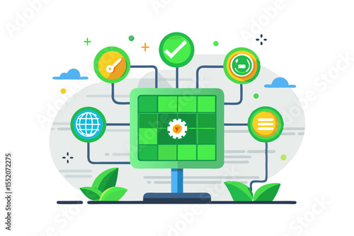 Eco Grid Panel Energy Icon