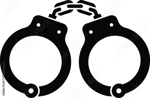 Black Silhouette of Handcuffs Vector Illustration